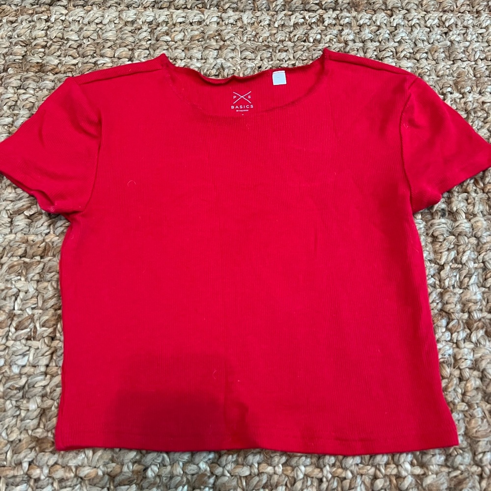 Pacsun PS Classic Basic Bright Red Crop Top Ribbed NWOT
